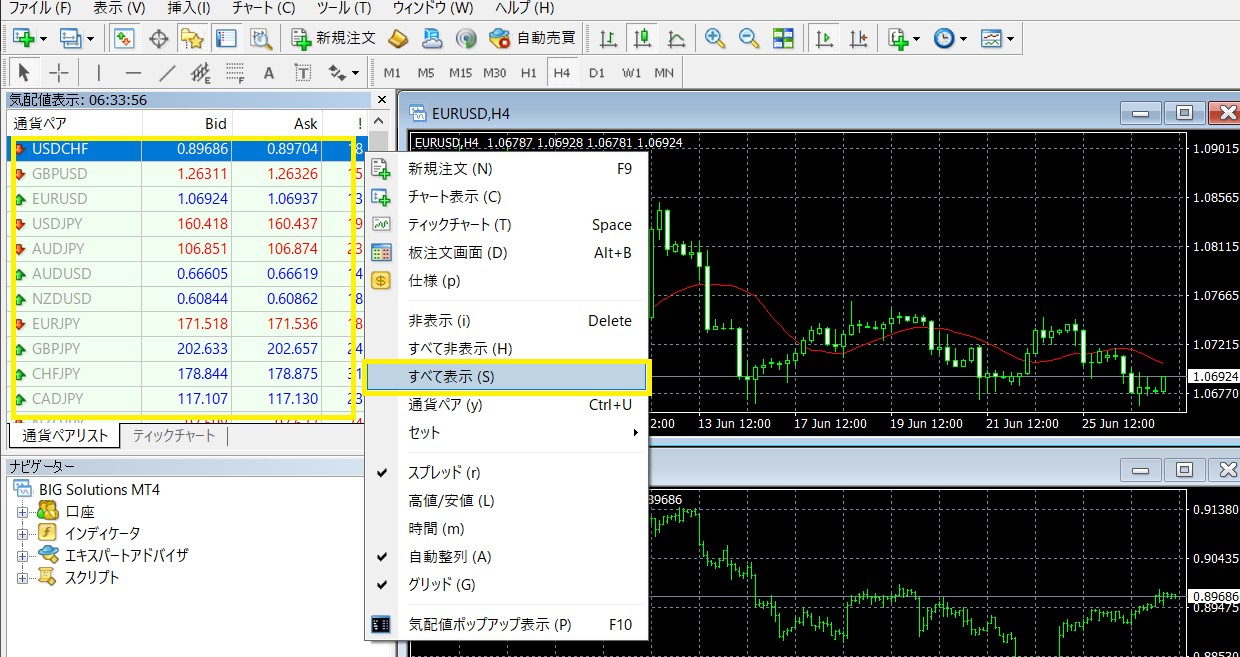 mt4-すべて表示　通貨ペア　ビッグボス